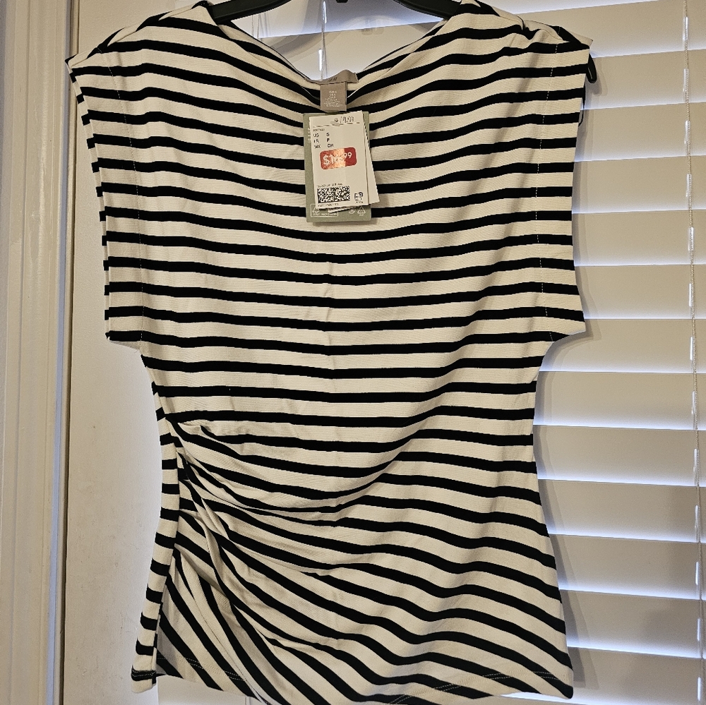 H&M Black and White Striped Blouse